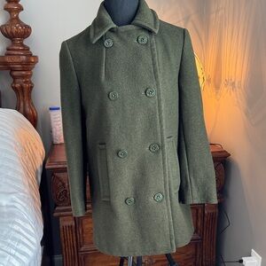 Olive Double-Breasted Women's Coat